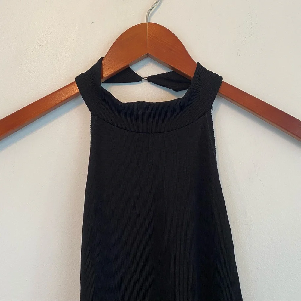⚡️ZARA Black Open Back Halter Top Backless Bodysuit Ribbed Sleeveless Shirt | M - Picture 5 of 6